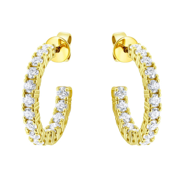 Lab grown 18ct yellow gold 2.00ct round diamond hoop earrings