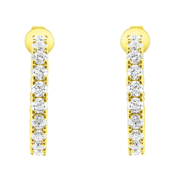 Lab grown 18ct yellow gold 3.00ct round diamond hoop earrings