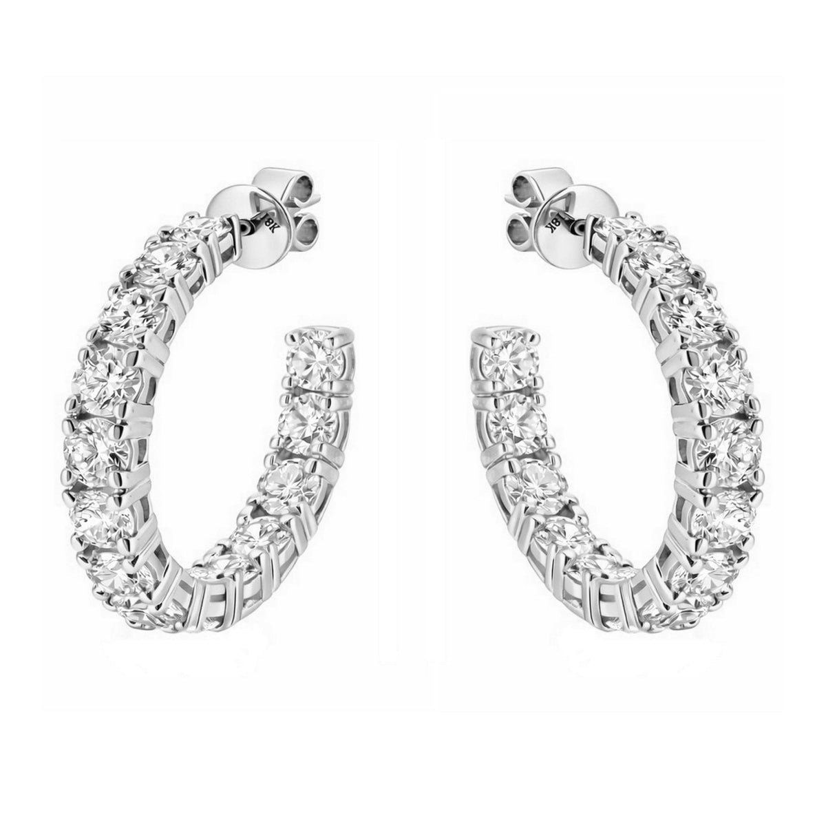 Lab grown platinum 5.00ct round diamond hoop earrings