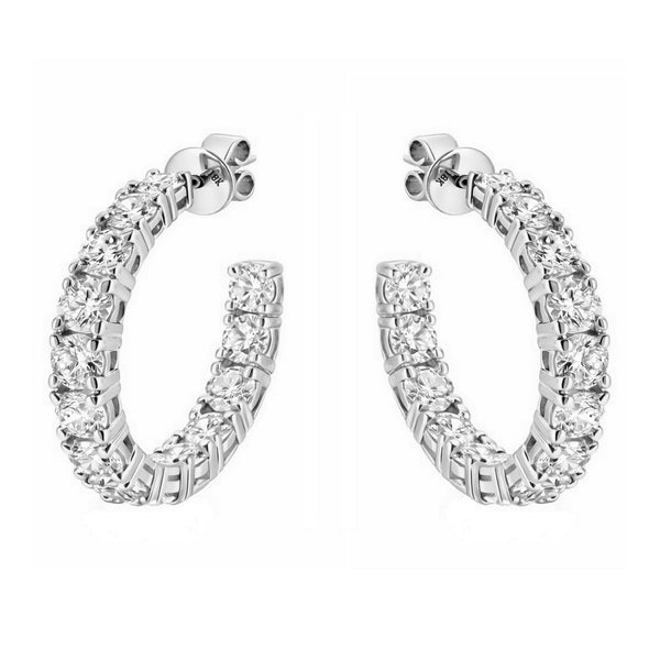 Lab grown platinum 5.00ct round diamond hoop earrings