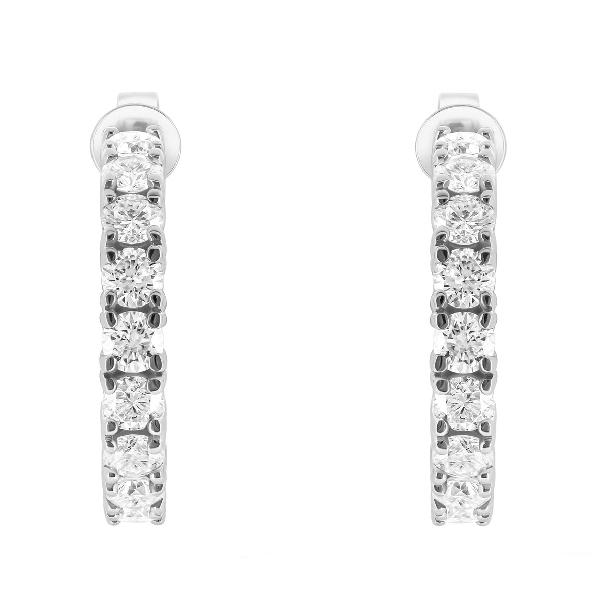 Lab grown platinum 5.00ct round diamond hoop earrings