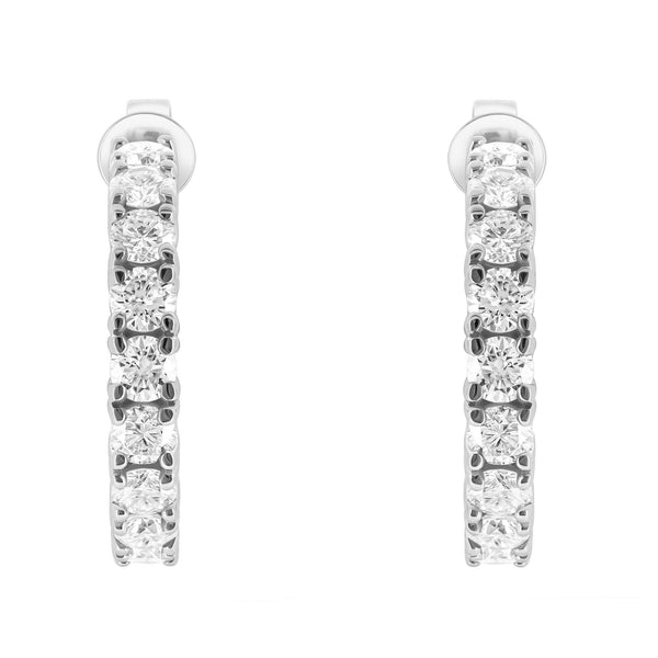 Lab grown platinum 5.00ct round diamond hoop earrings