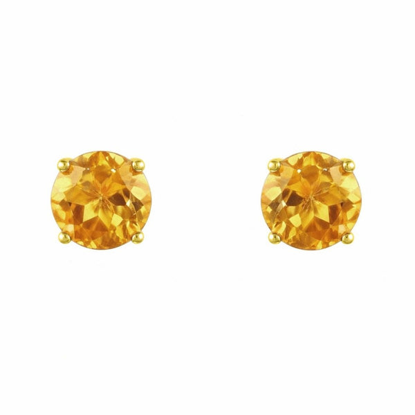 9ct yellow gold 7mm x 7mm round citrine stud earrings
