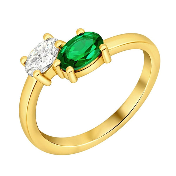 18ct yellow gold 0.44ct tsavorite garnet 0.42ct GIA diamond ring