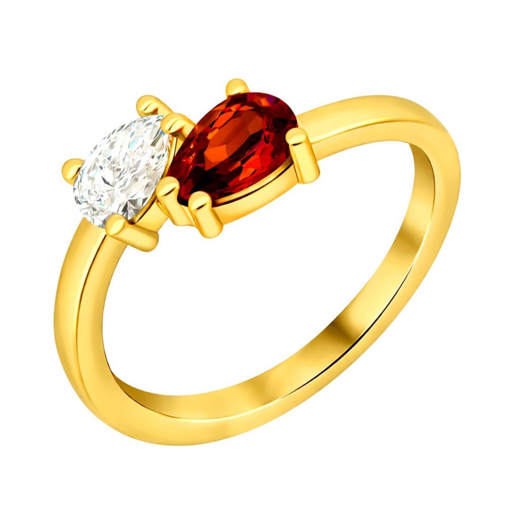 18ct yellow gold 0.55ct orange sapphire & 0.36ct diamond ring
