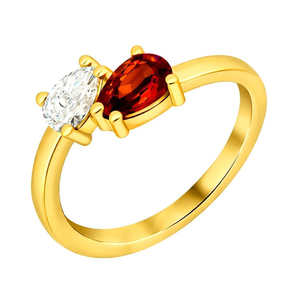 18ct yellow gold 0.55ct orange sapphire & 0.36ct diamond ring