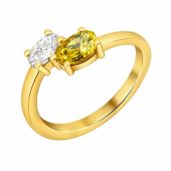 18ct yellow gold 0.63ct yellow sapphire GIA 0.40ct diamond ring