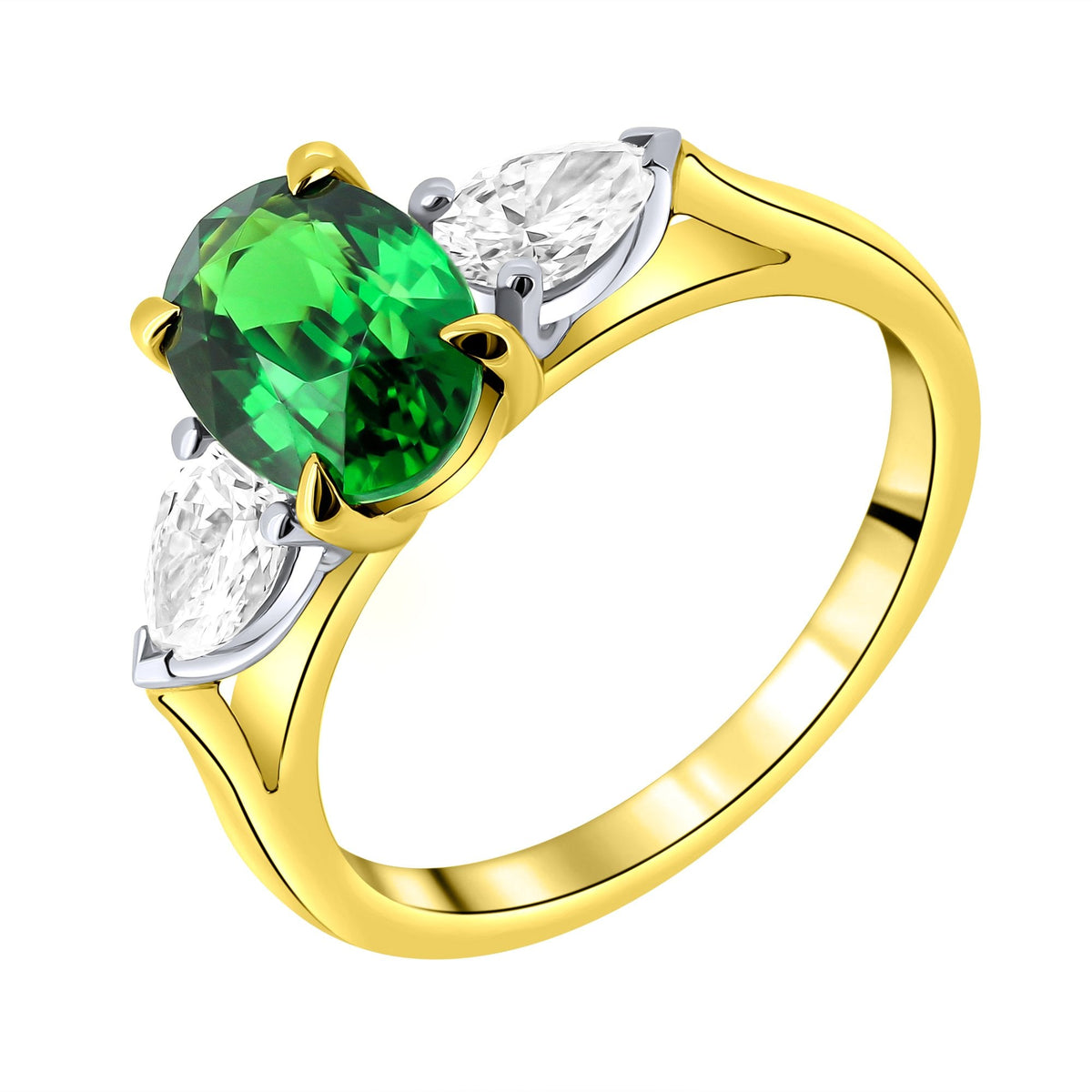 18ct yellow gold 2.03ct tsavorite garnet & 0.66ct diamond ring