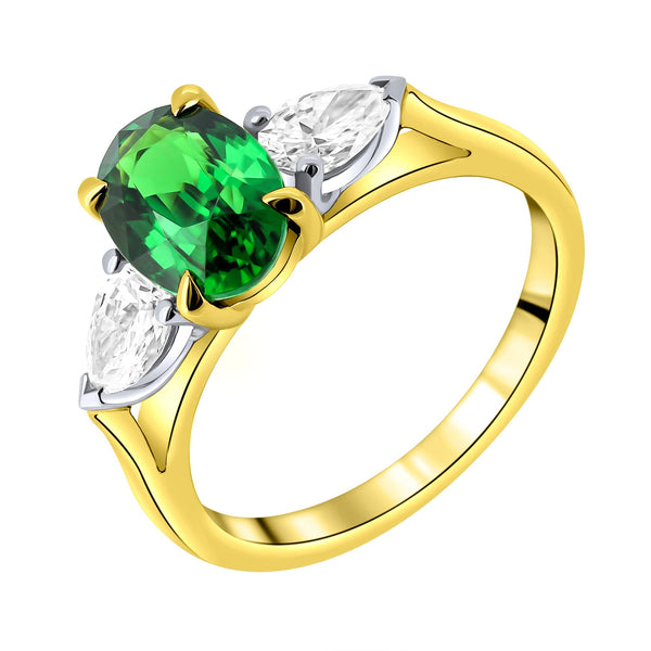 18ct yellow gold 2.03ct tsavorite garnet & 0.66ct diamond ring