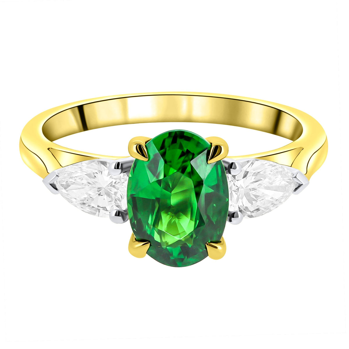 18ct yellow gold 2.03ct tsavorite garnet & 0.66ct diamond ring