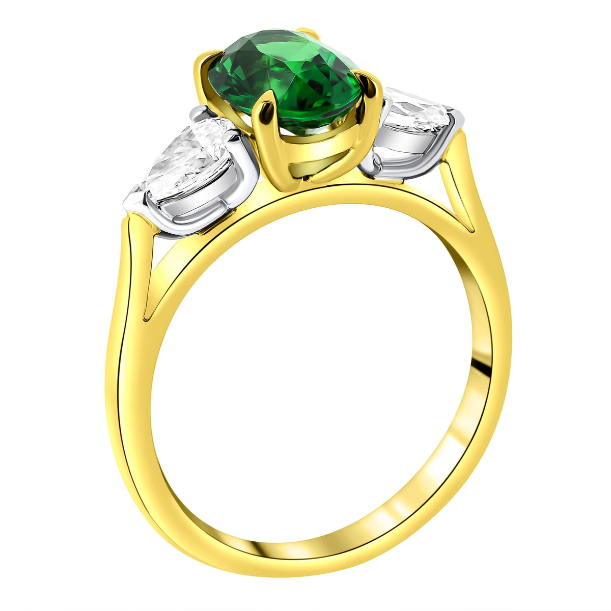 18ct yellow gold 2.03ct tsavorite garnet & 0.66ct diamond ring