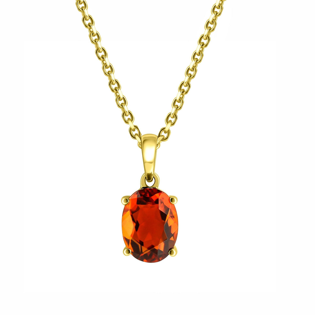9ct yellow gold 8mm x 6mm oval fire opal pendant