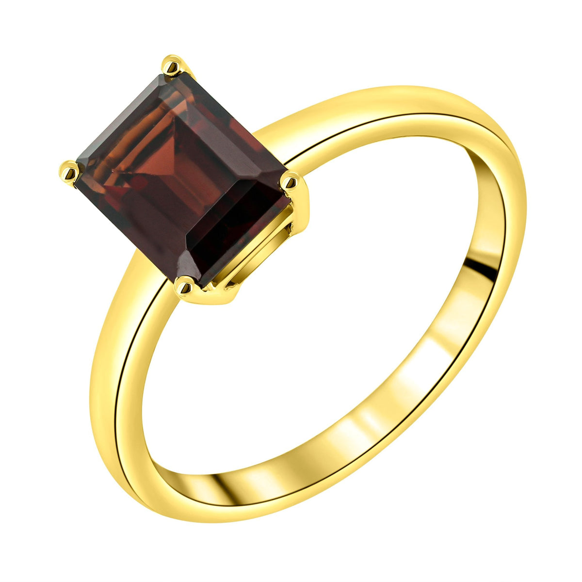 9ct yellow gold 8mm x 6mm emerald cut garnet ring