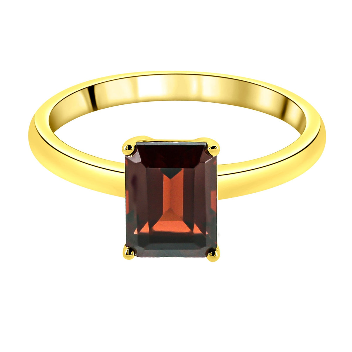9ct yellow gold 8mm x 6mm emerald cut garnet ring