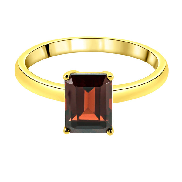 9ct yellow gold 8mm x 6mm emerald cut garnet ring