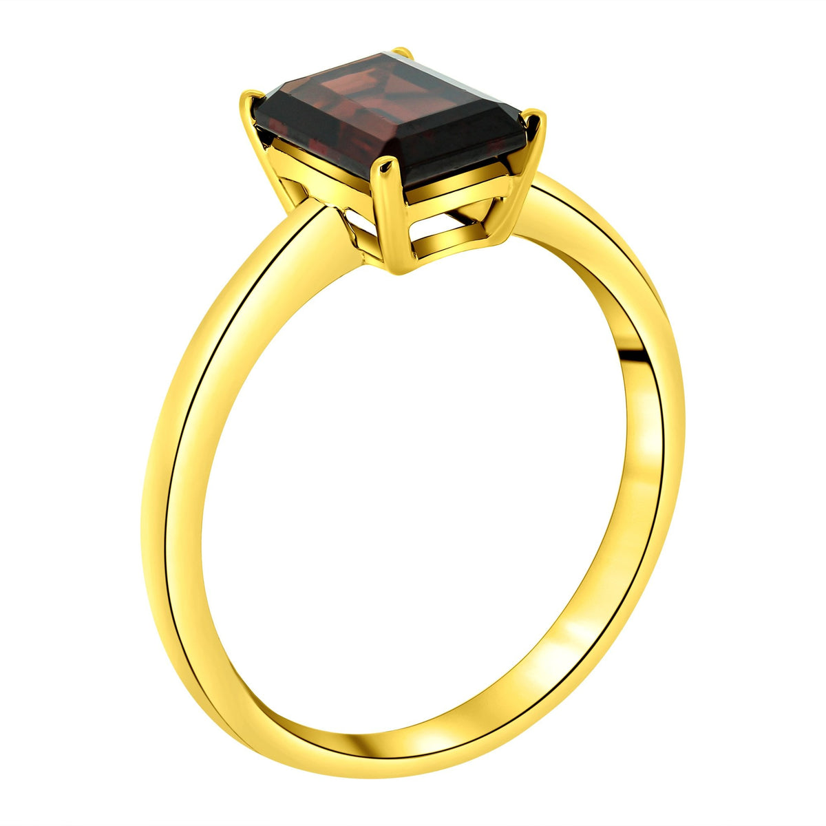 9ct yellow gold 8mm x 6mm emerald cut garnet ring