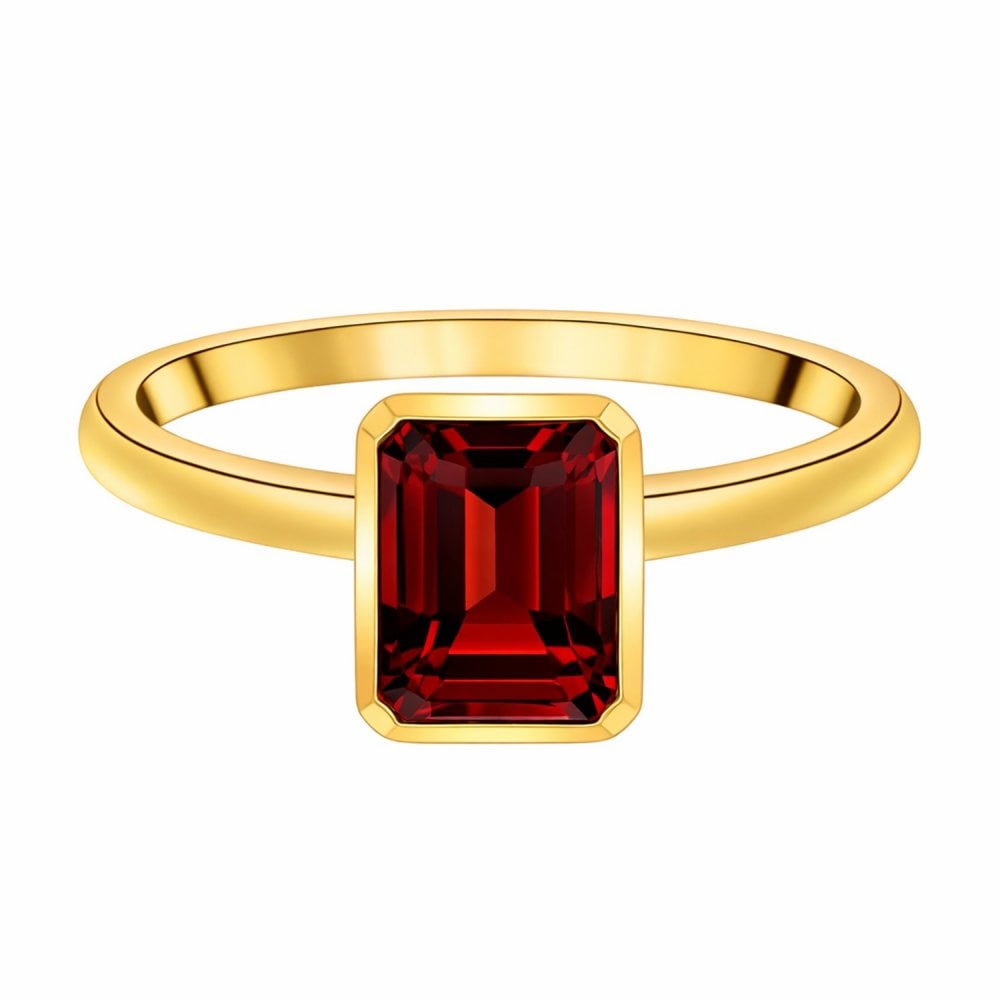 9ct yellow gold 8mm x 6mm garnet ring