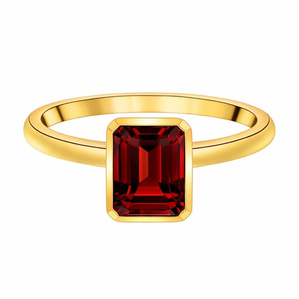 9ct yellow gold 8mm x 6mm garnet ring