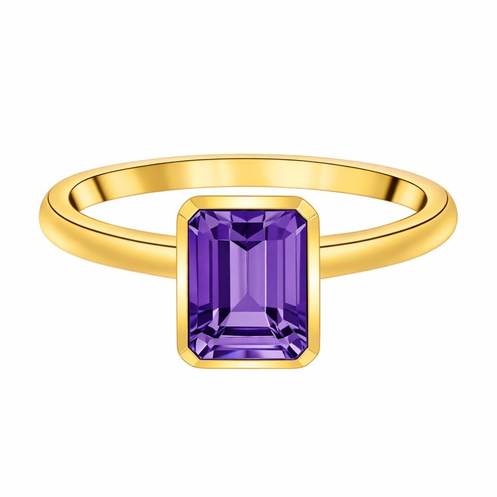 9ct yellow gold 8mm x 6mm amethyst ring