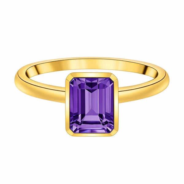 9ct yellow gold 8mm x 6mm amethyst ring