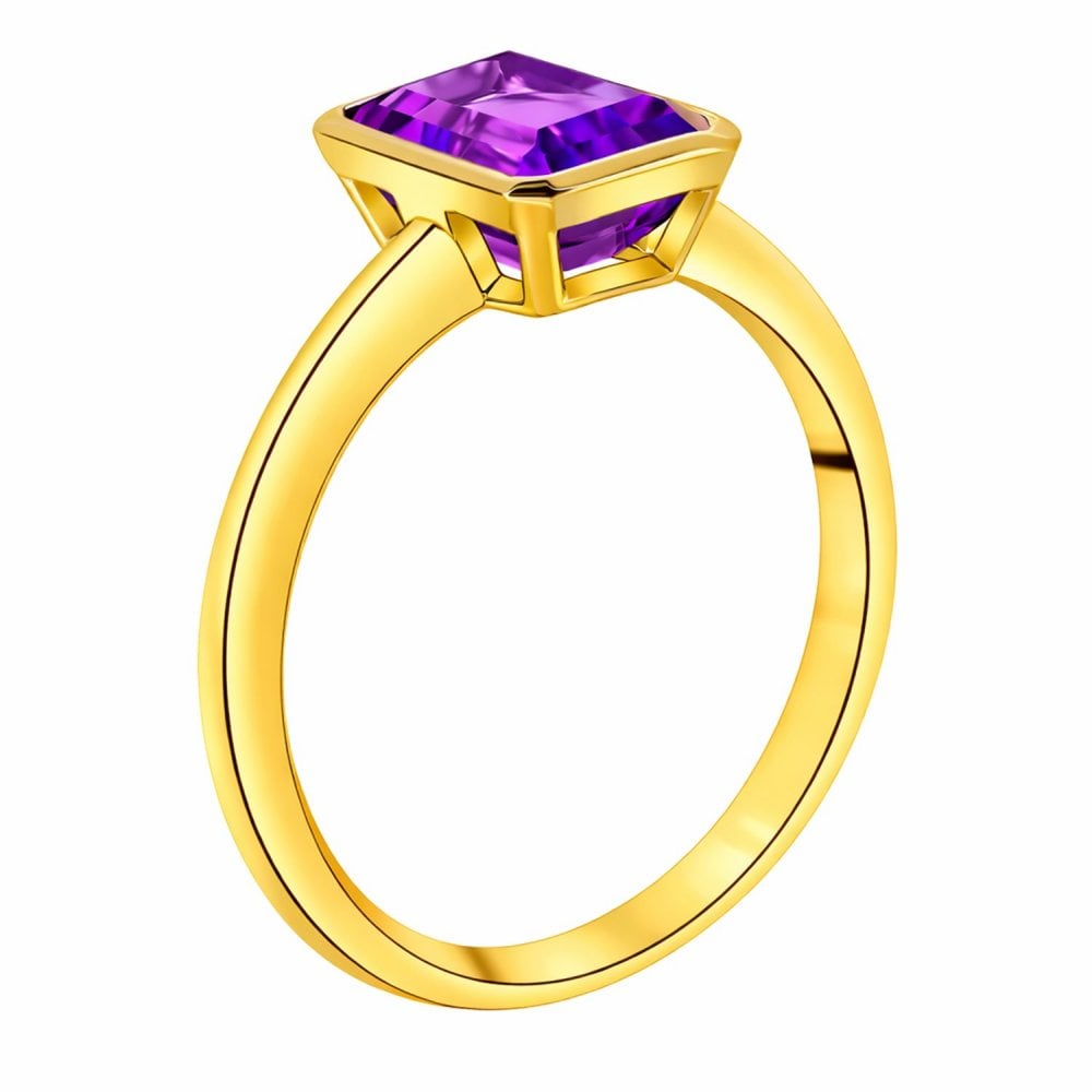 9ct yellow gold 8mm x 6mm amethyst ring