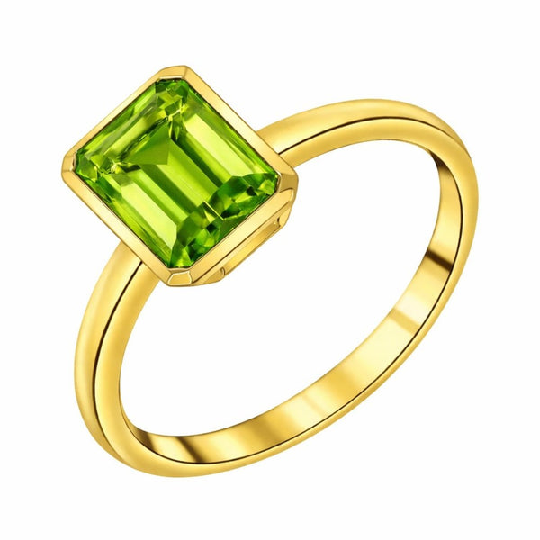 9ct yellow gold 8mm x 6mm peridot ring