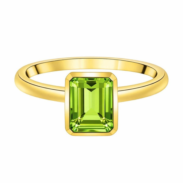 9ct yellow gold 8mm x 6mm peridot ring