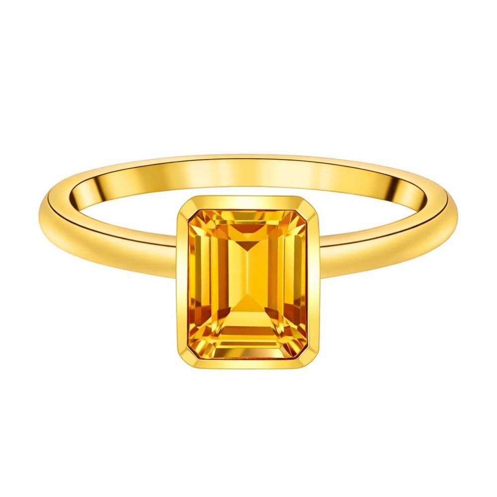 9ct yellow gold 8mm x 6mm citrine ring