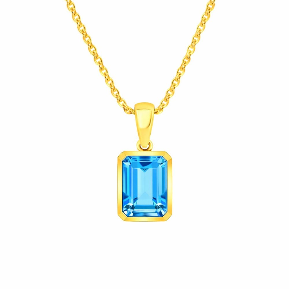9ct yellow gold 8mm x 6mm Swiss blue topaz pendant