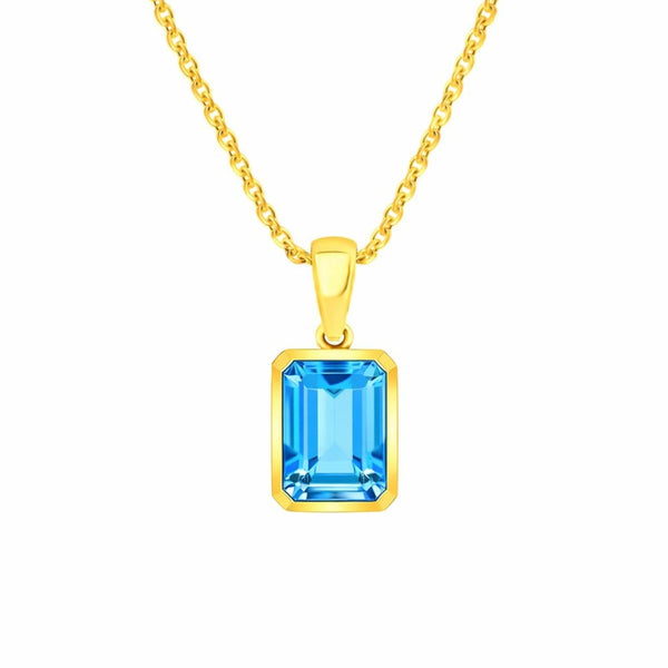 9ct yellow gold 8mm x 6mm Swiss blue topaz pendant