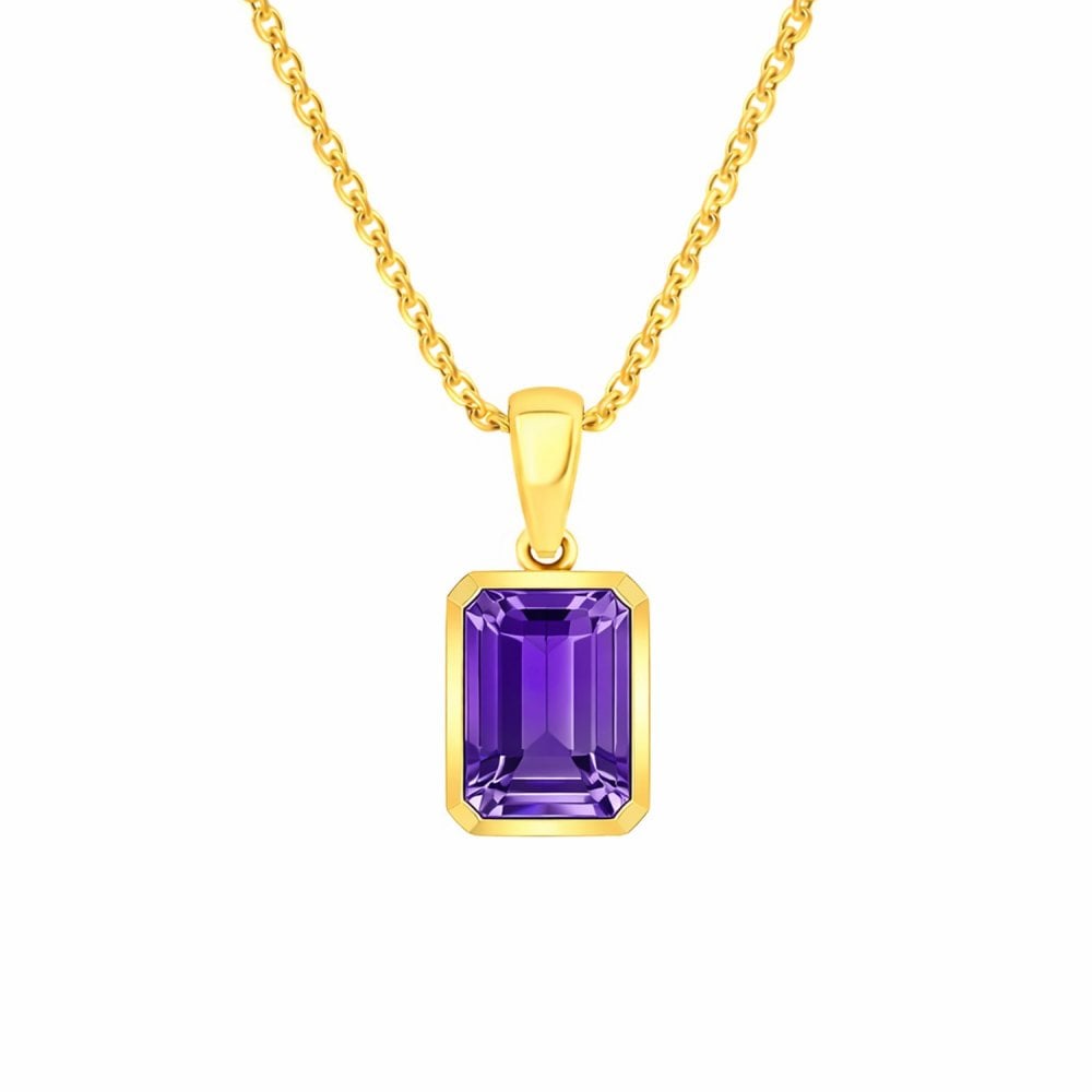 9ct yellow gold 8mm x 6mm amethyst pendant