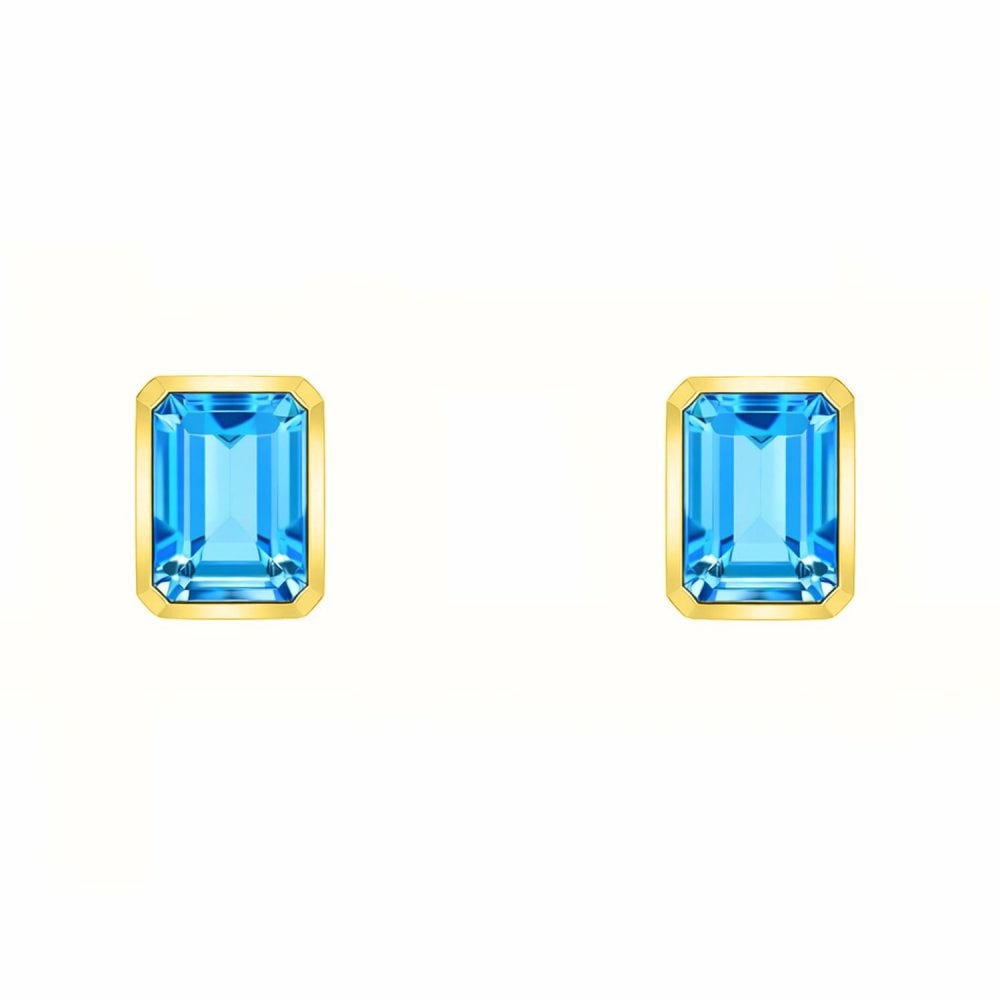 9ct yellow gold 7mm x 5mm Swiss blue topaz earrings