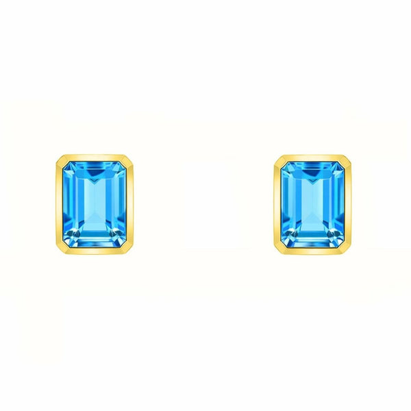 9ct yellow gold 7mm x 5mm Swiss blue topaz earrings