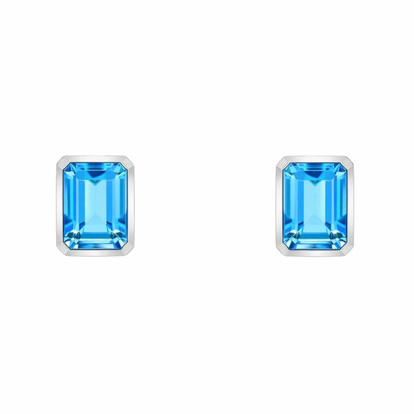 9ct white gold 7mm x 5mm Swiss blue topaz earrings