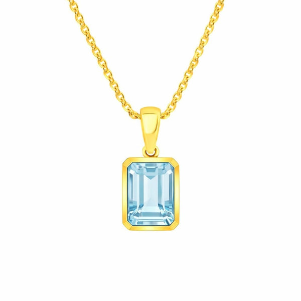 9ct yellow gold 8mm x 6mm aquamarine pendant