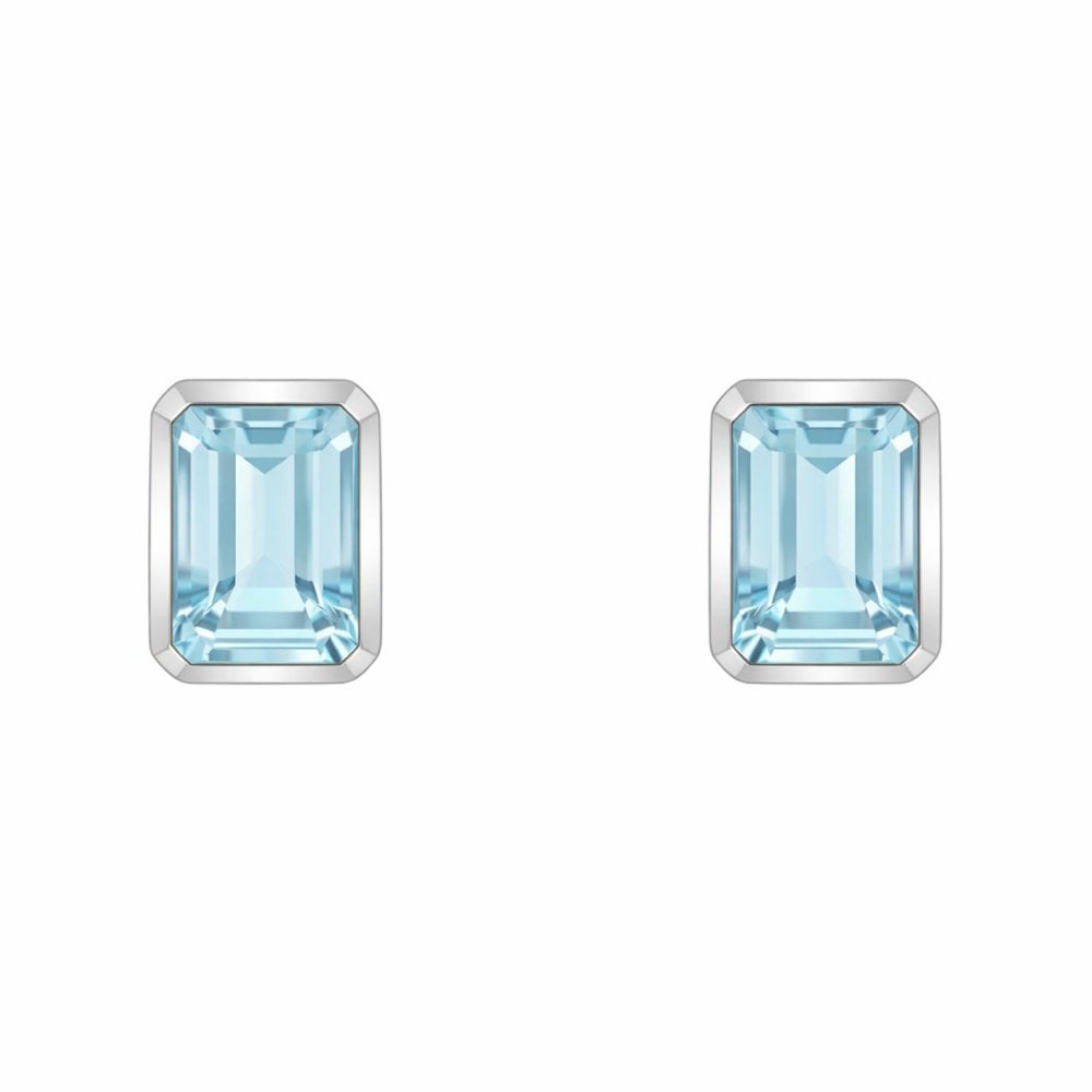 9ct white gold 7mm x 5mm aquamarine earrings
