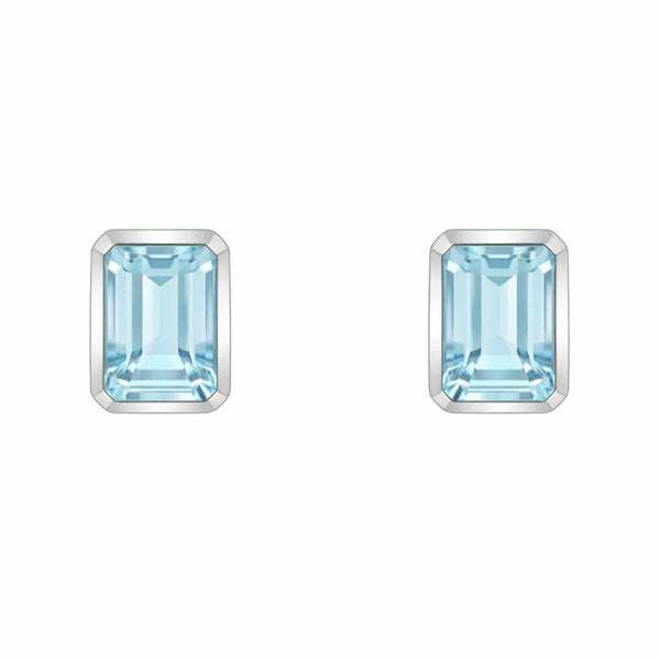 9ct white gold 7mm x 5mm aquamarine earrings