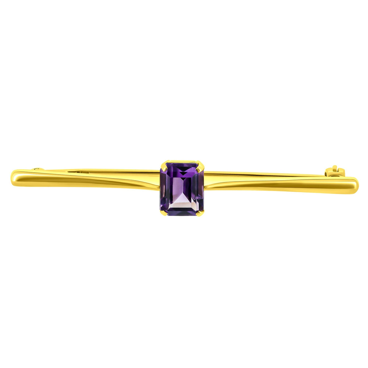 Preowned 9ct yellow gold 9mm x 7mm amethyst brooch