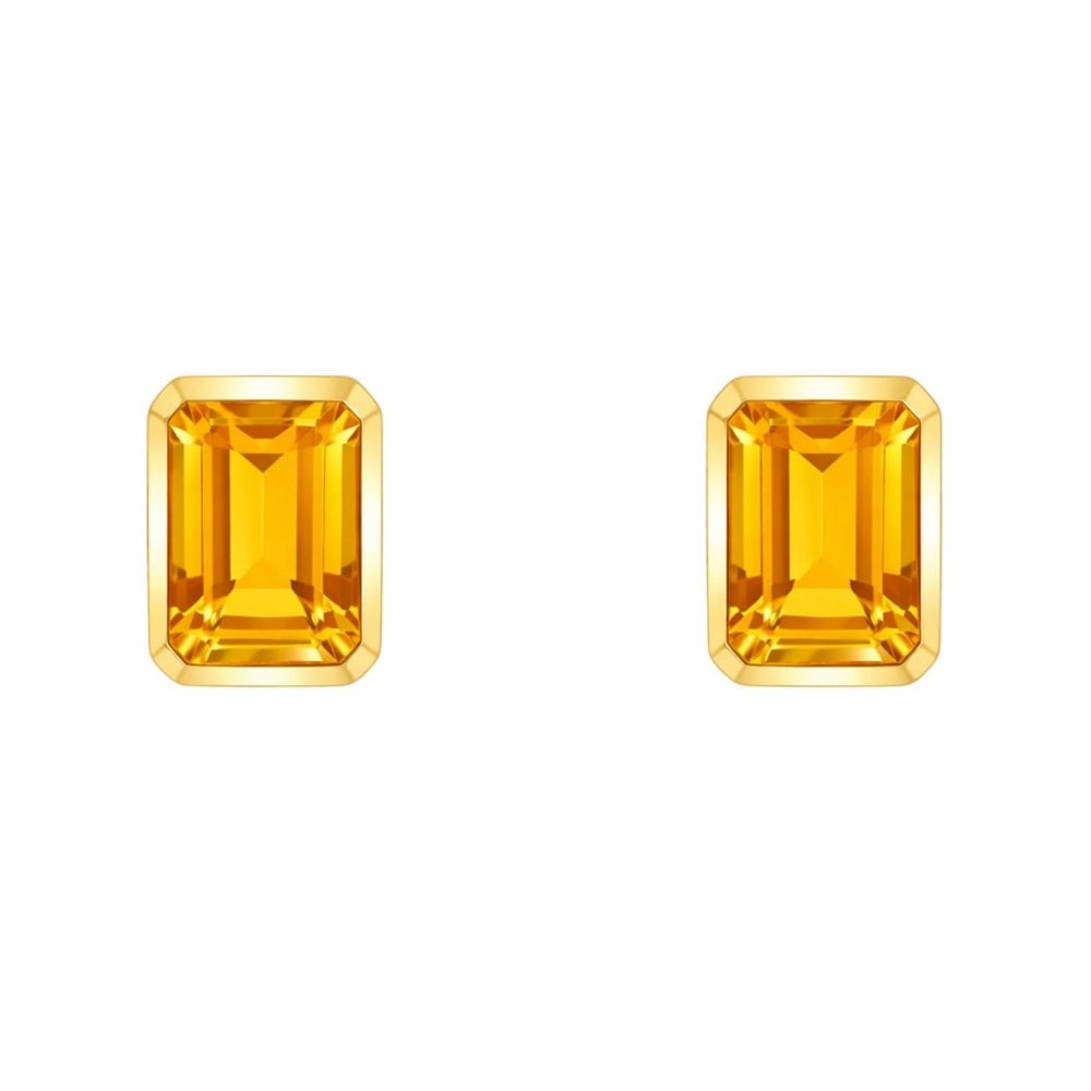 9ct yellow gold 7mm x 5mm citrine earrings