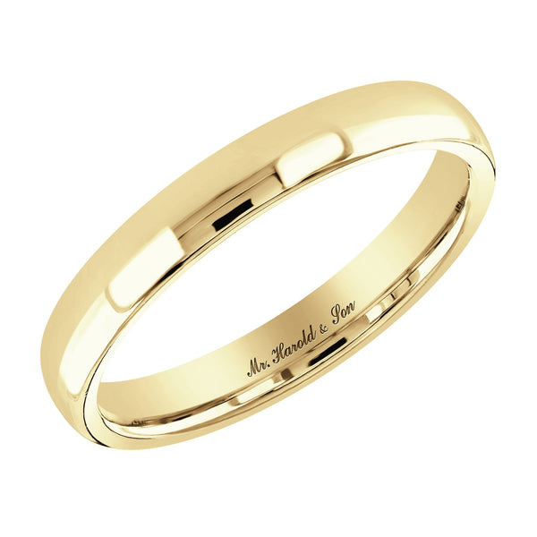 18ct yellow gold 3.0mm light weight court wedding ring