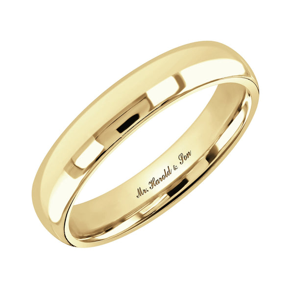 18ct yellow gold 4.0mm light weight court wedding ring