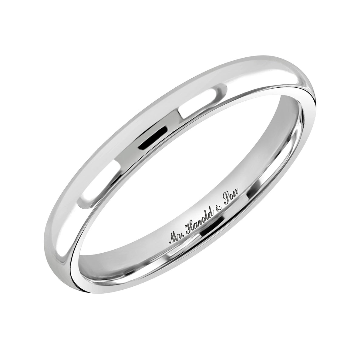 Platinum 2.5mm light weight court wedding ring