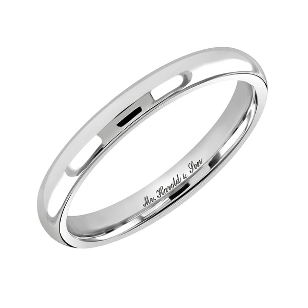 Platinum 2.5mm light weight court wedding ring