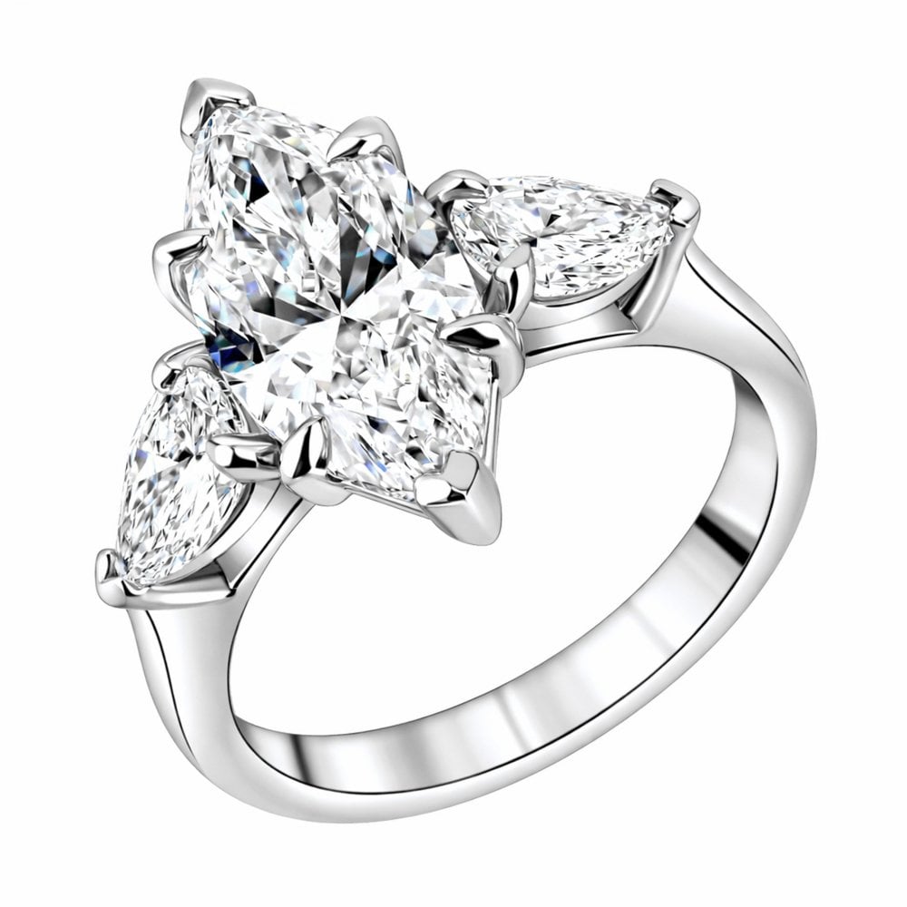 Lab grown platinum 4.01ct D VVS2 marquise & pear diamond ring