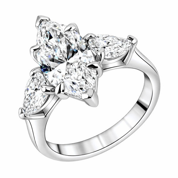 Lab grown platinum 4.01ct D VVS2 marquise & pear diamond ring