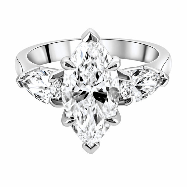 Lab grown platinum 4.01ct D VVS2 marquise & pear diamond ring
