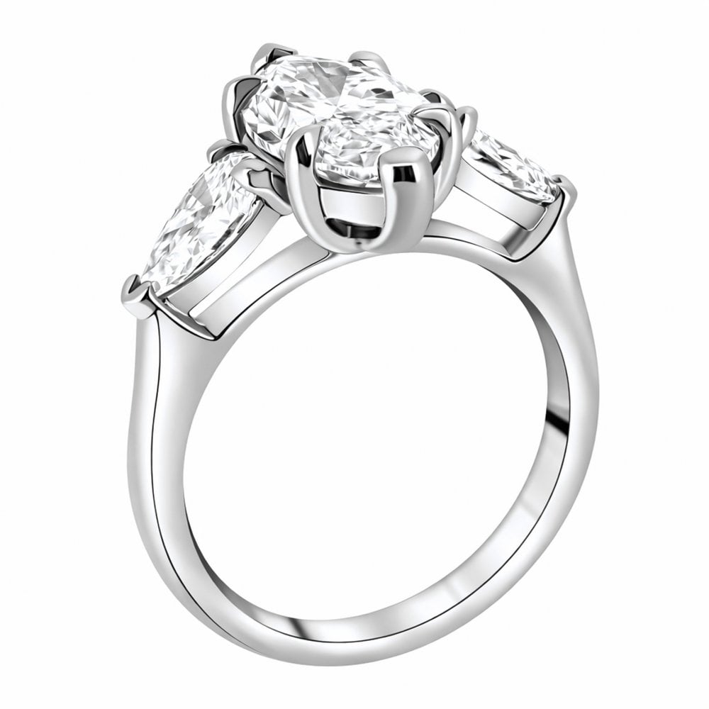 Lab grown platinum 4.01ct D VVS2 marquise & pear diamond ring