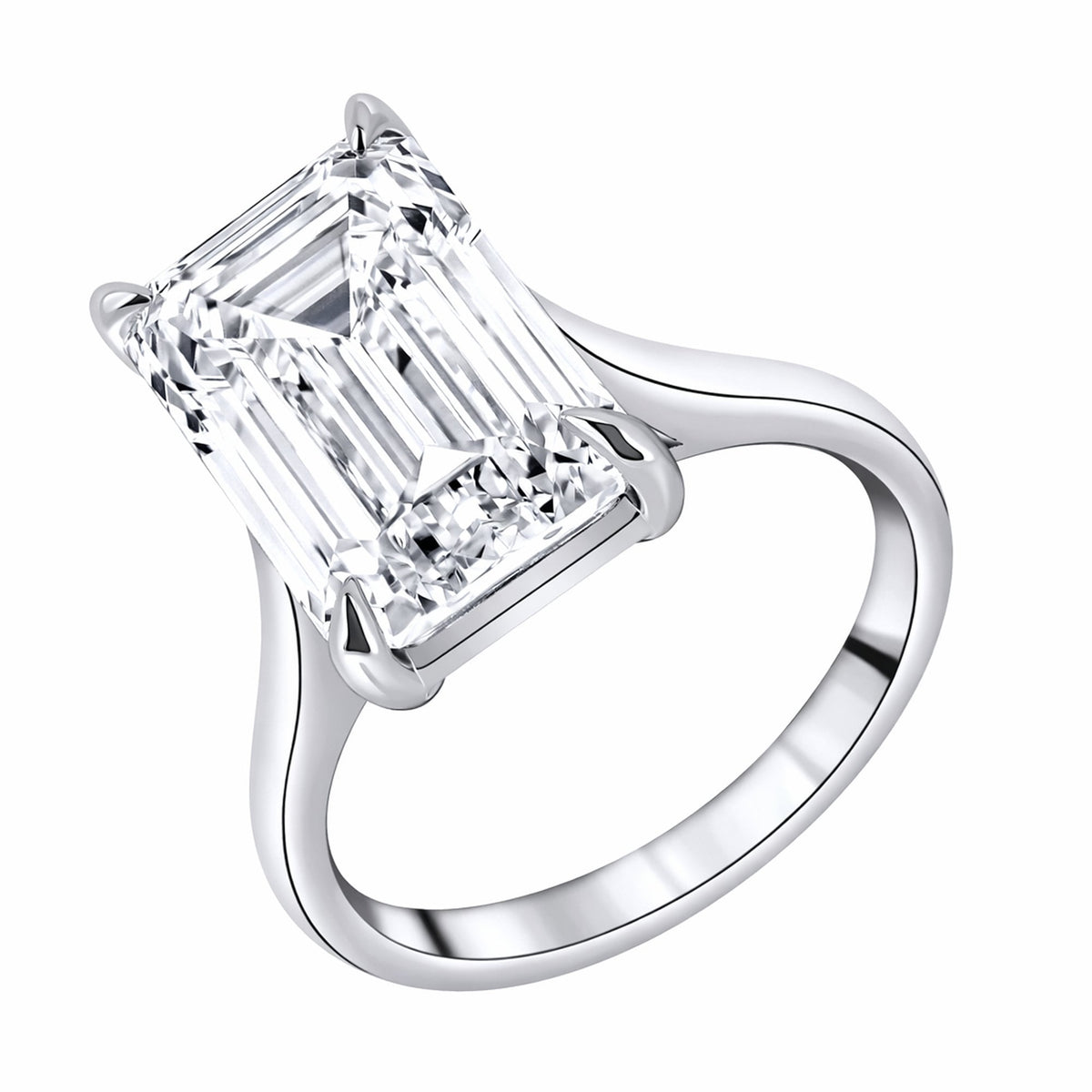 Lab grown platinum 8.03ct D VVS2 IGI emerald cut diamond ring