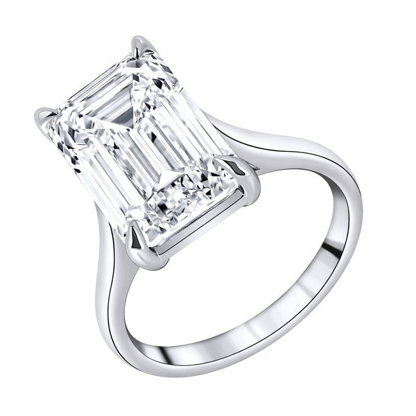 Lab grown platinum 8.03ct D VVS2 IGI emerald cut diamond ring