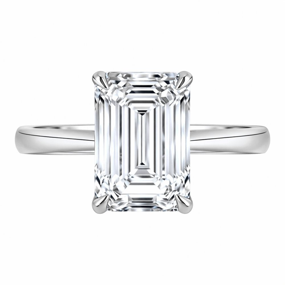 Lab grown platinum 8.03ct D VVS2 IGI emerald cut diamond ring